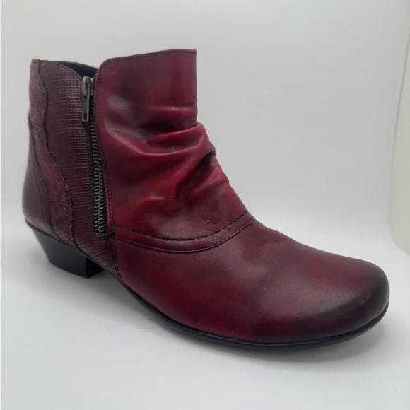 REMONTE Women's Burgundy Ankle Zip Up Boots Size 39 - Picture 9 of 12